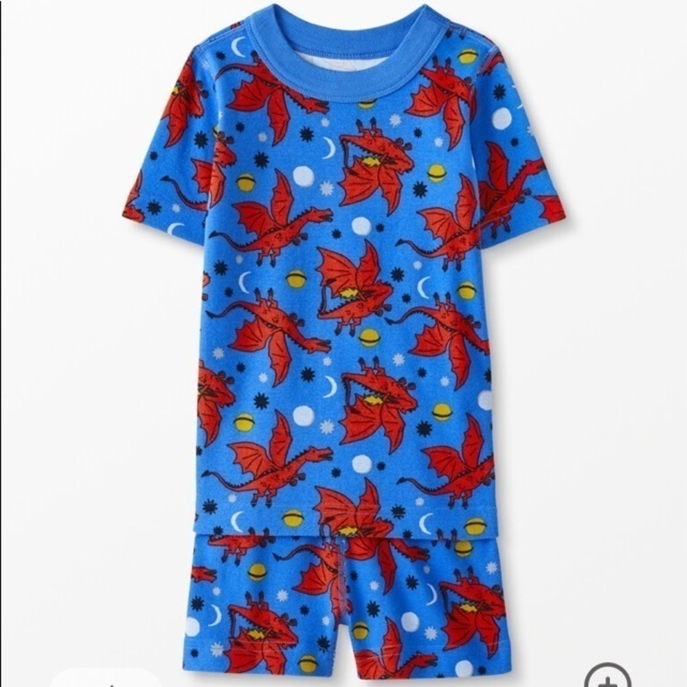 Hanna Andersson NWT Short John Pajamas In Organic Cotton Space Dragons Size 3